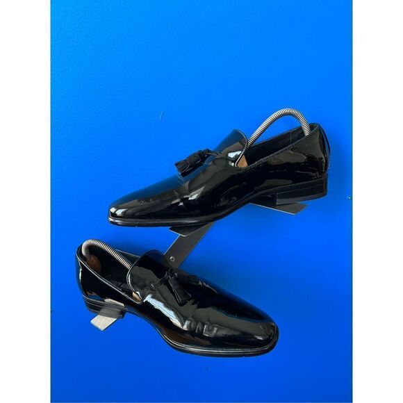 Stacy Adams Phoenix Tassel Slip On Tuxido Shoes Black Patent Leather 21011-004 s - Picture 4 of 7